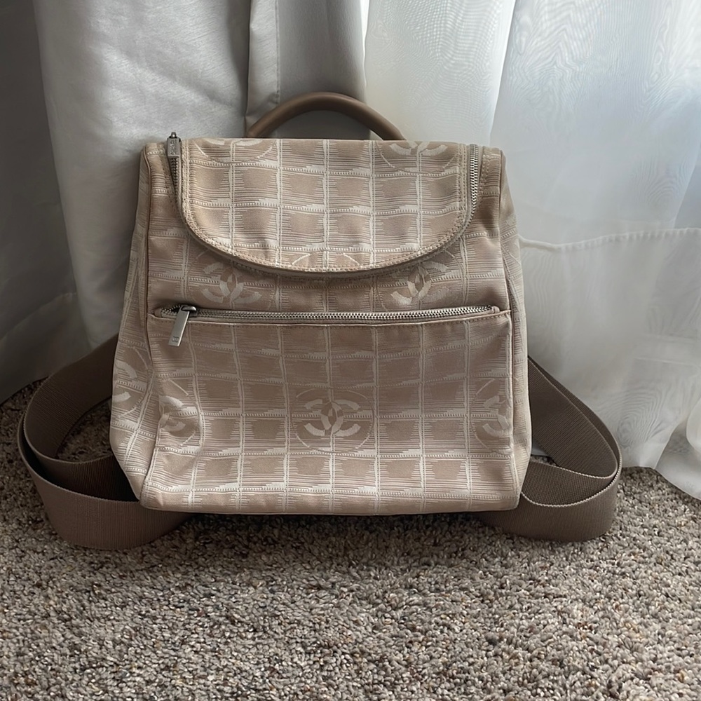 Chanel travel backpack beige